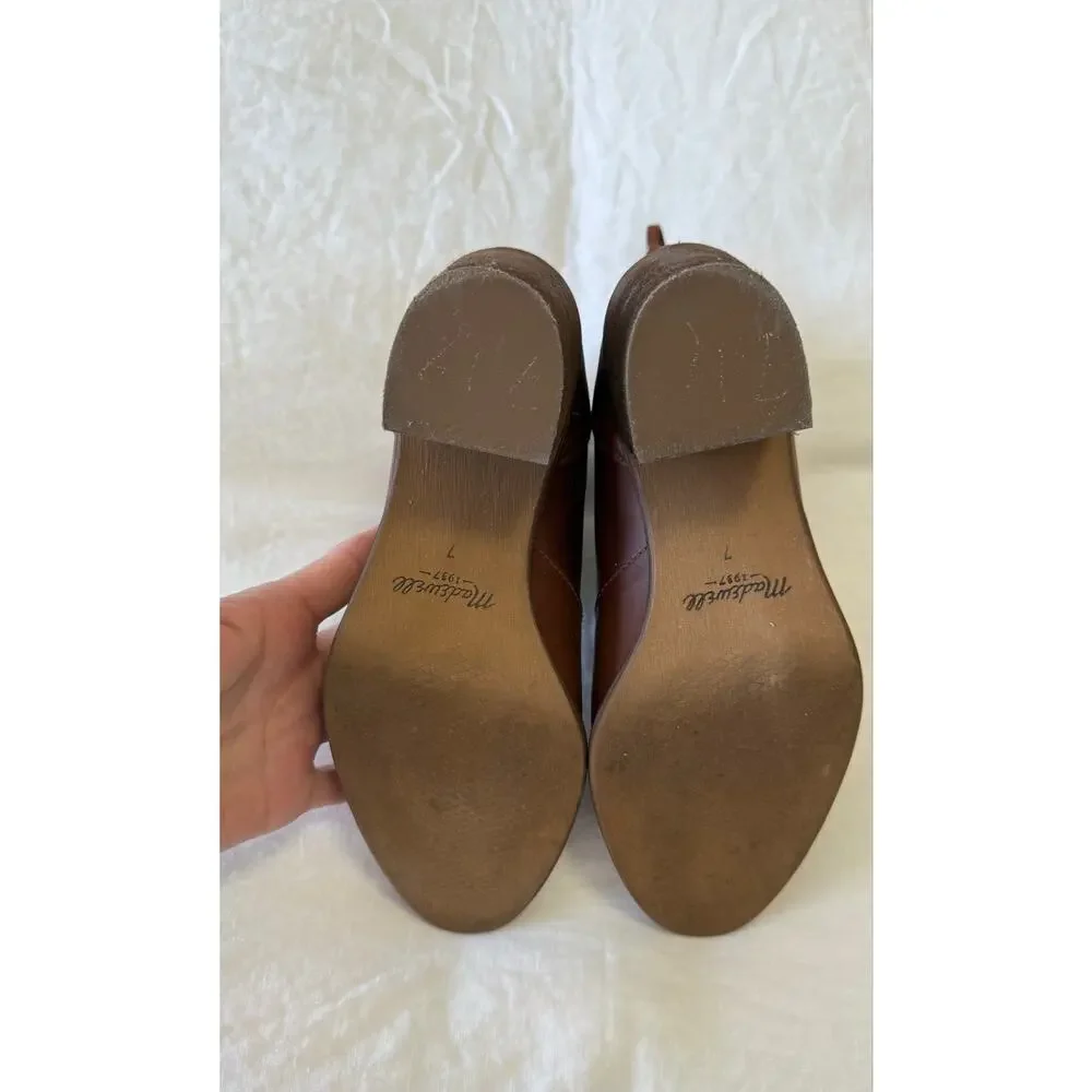 Madewell | Women’s 7 | Ames Cognac Brown Leather Ankle Bootie Chunky Heel